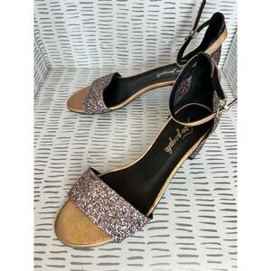 Free People‎ Women's Block Heel Glitter Purple Size 39 US 8.5 Iridescent Prom